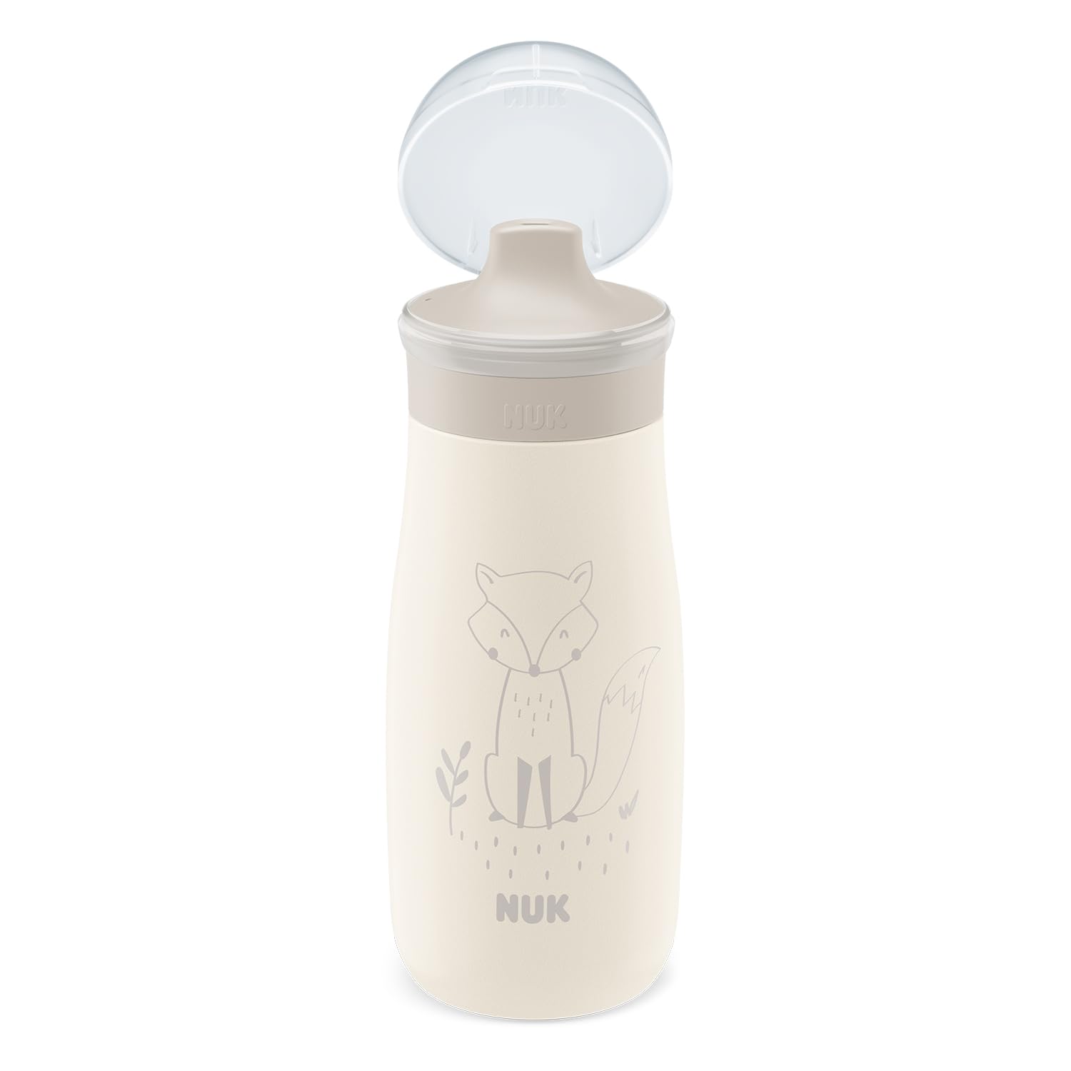 nuk-mini-me-gourde-inox-enfant-300-ml-9-mois-bec-anti-morsures-renard-beige image 2