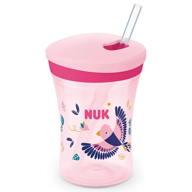 nuk-action-cup-tasse-d-apprentissage-230-ml-rose-effet-cam-69on-paille-souple image 1