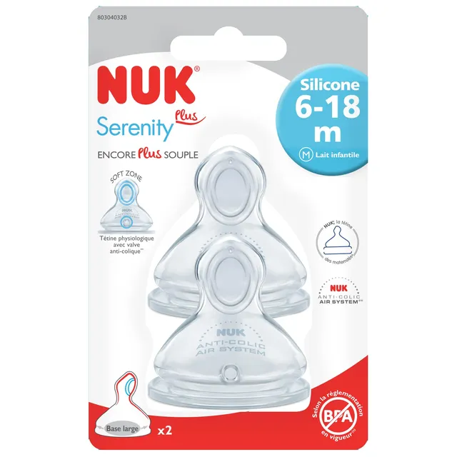 nuk-serenity-plus-t-tine-biberon-silicone-allaitement-mixte-6-18-mois-lot-de-2 image 1
