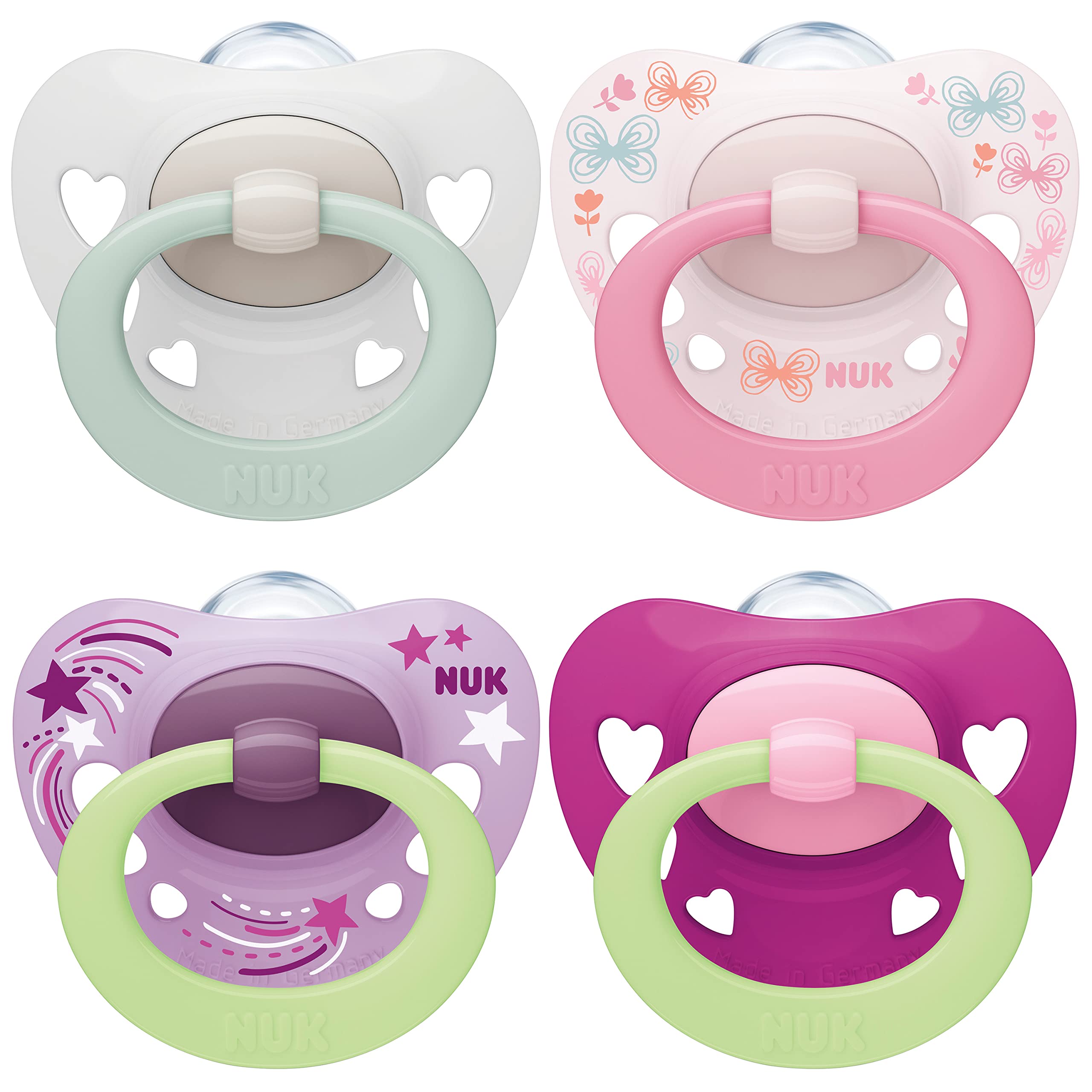 nuk-signature-night-day-sucette-b-b-0-6-mois-silicone-phosphorescente-rose-lot-d image 1
