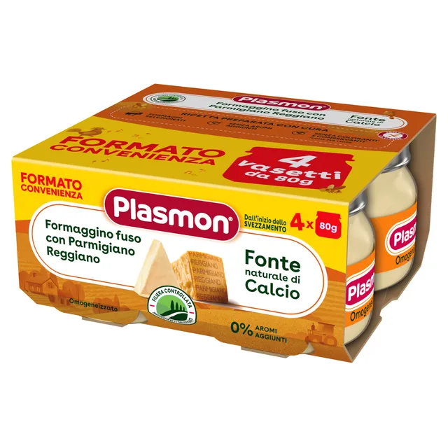 plasmon-formaggino-fuso-e-parmigiano-reggiano-petits-pots-fromage-4-x-80-g image 1