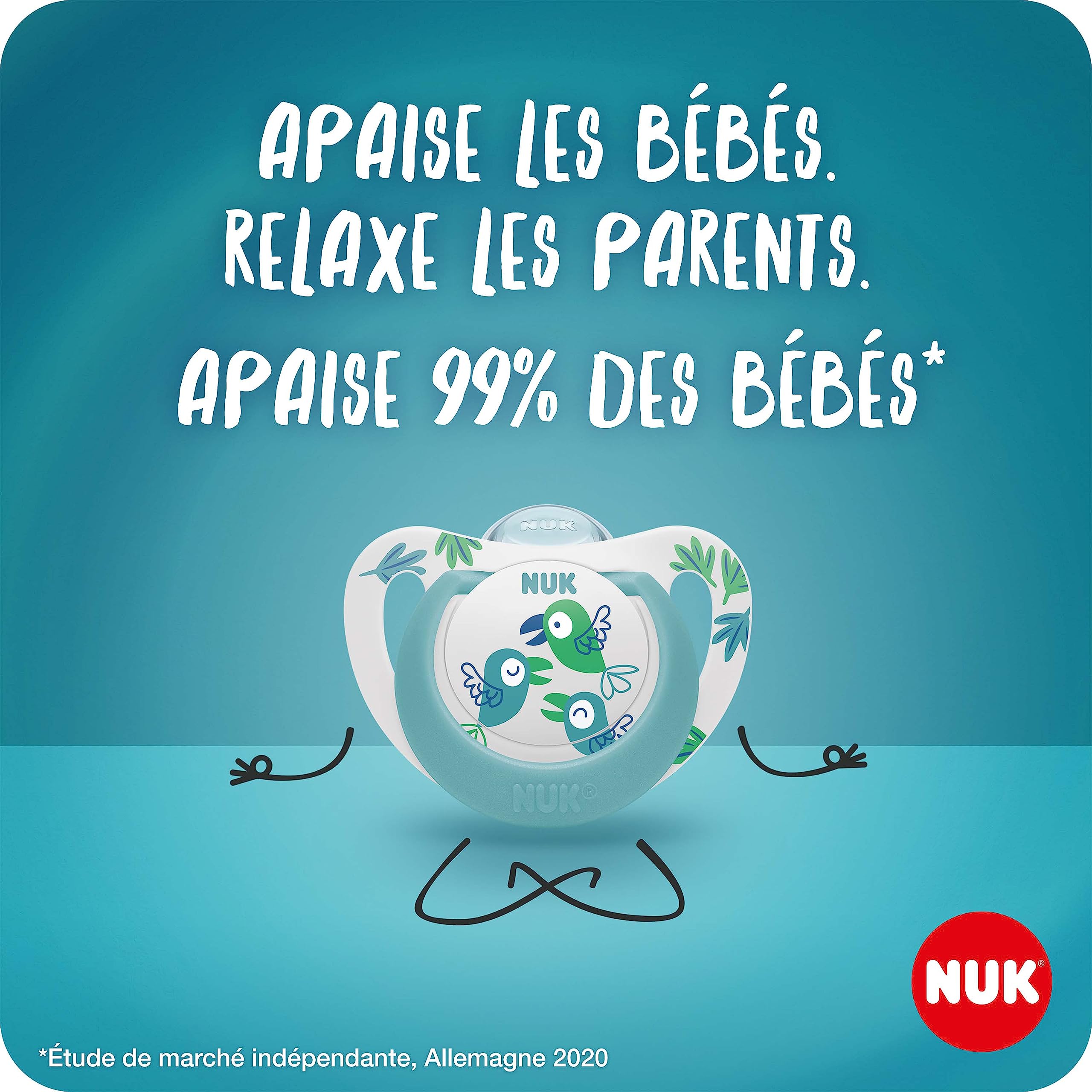 nuk-star-night-day-sucette-b-b-0-6-mois-silicone-phosphorescent-chat-rose-lot-de image 2