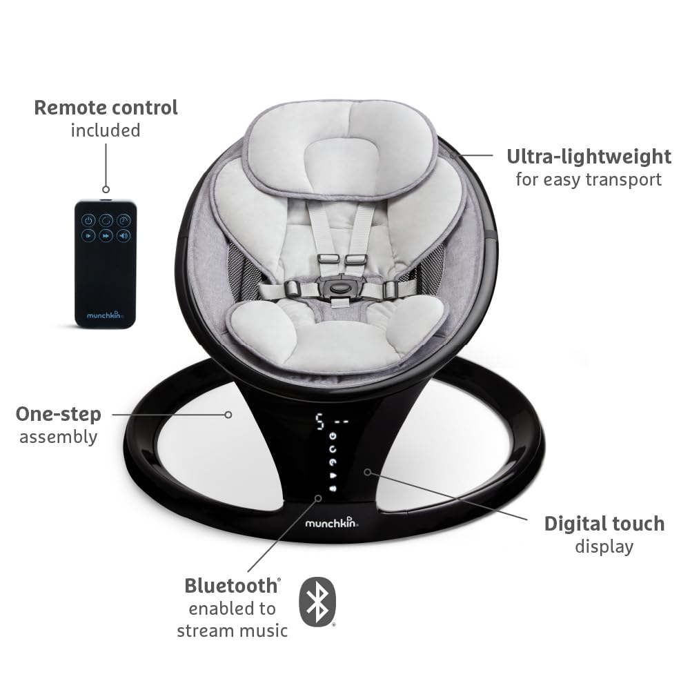 munchkin-balancelle-lectrique-b-b-bluetooth-avec-sons-et-t-l-commande-5-vitesses image 2