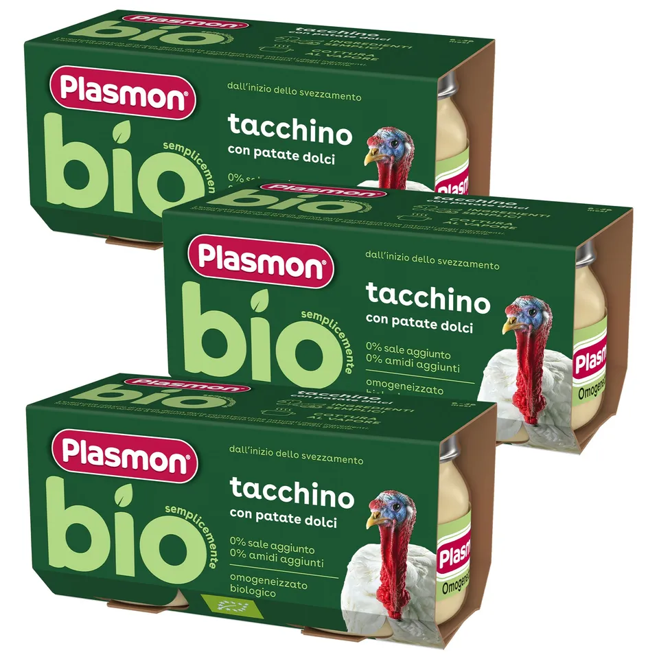 plasmon-omogeneizzato-biologico-tacchino-pur-e-dinde-bio-b-b-3-x-2x80g image 1