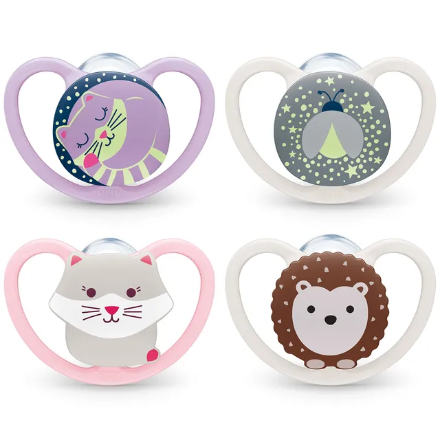 nuk-space-night-day-sucettes-silicone-0-6-mois-couleur-assortie-lot-de-4 image 1