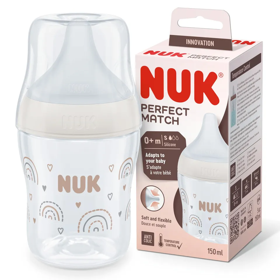 nuk-perfect-match-biberon-150-ml-0-mois-t-tine-s-silicone-arc-en-ciel-anti-coliq image 1