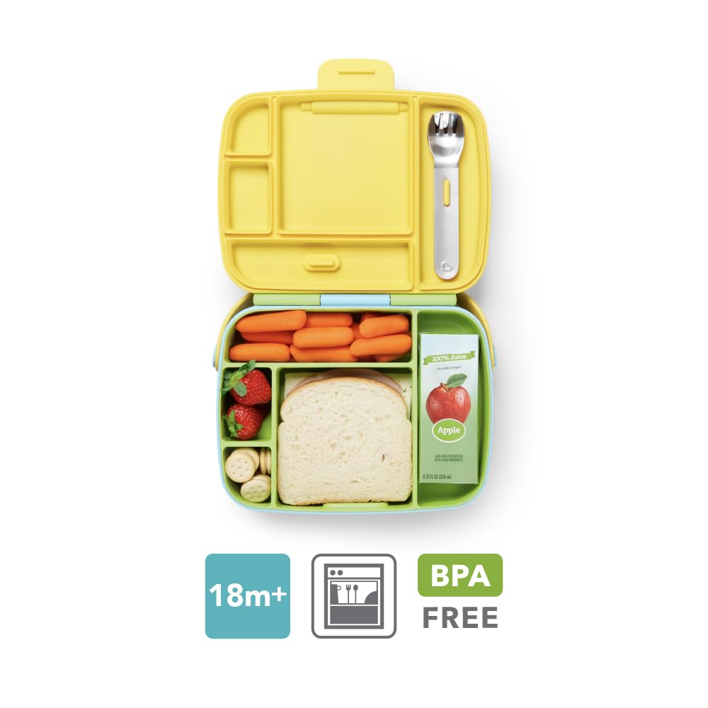 munchkin-bento-bo-te-lunch-5-compartiments-avec-couverts-inox-verte image 2