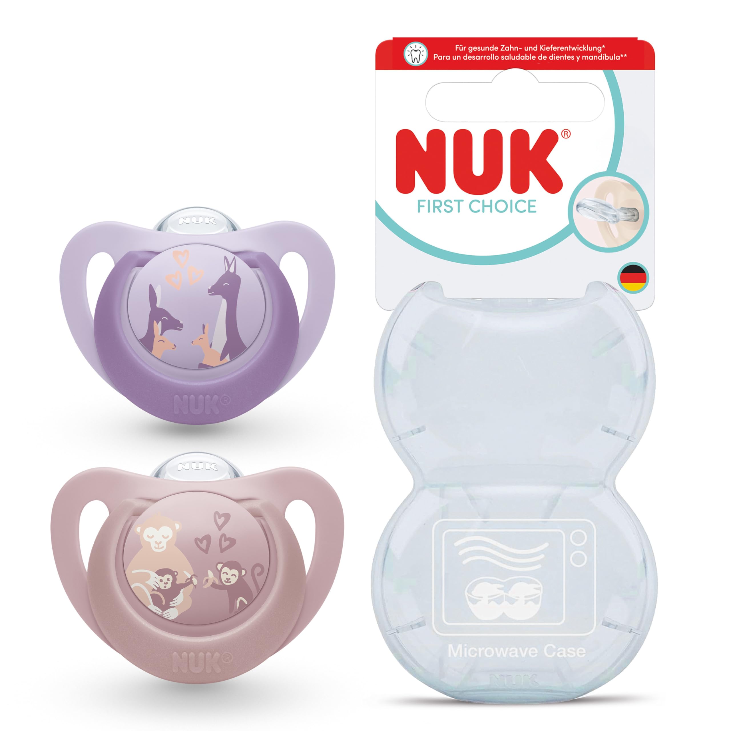nuk-first-choice-sucettes-b-b-6-18-mois-singe-kangourou-lot-de-2 image 1
