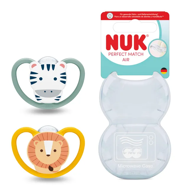 nuk-perfect-match-air-sucette-b-b-18-36-mois-z-bre-lion-lot-de-2 image 1