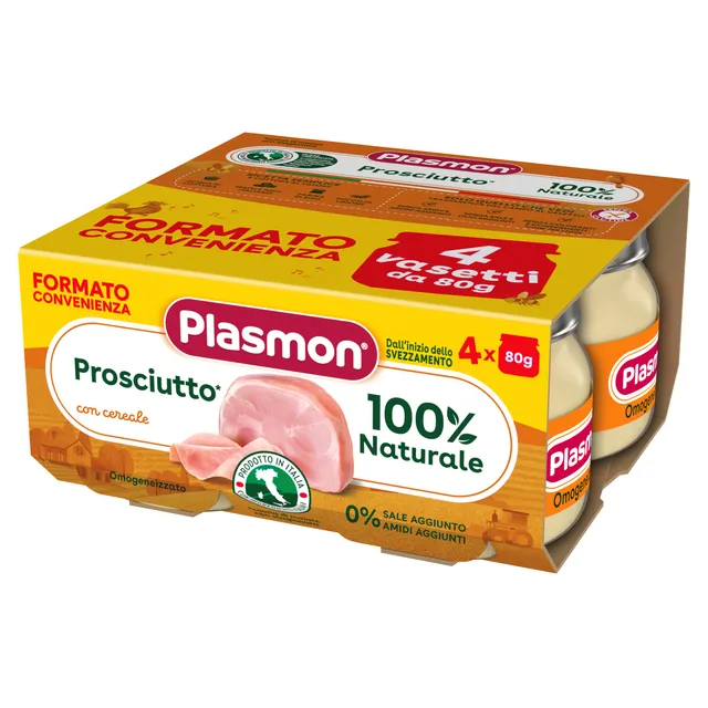 plasmon-omogeneizzato-prosciutto-e-cereale-petit-pot-viande-b-b-4-x-80-g image 1