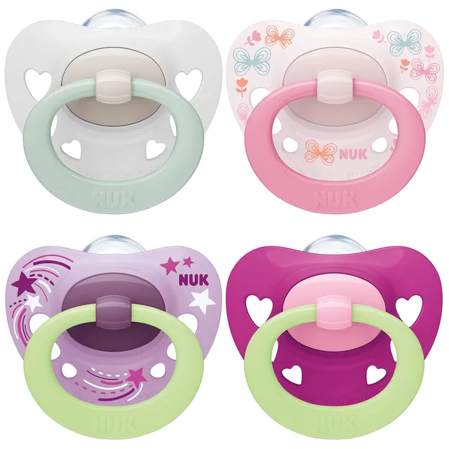 nuk-signature-night-day-sucette-b-b-0-6-mois-silicone-phosphorescente-rose-lot-d image 1