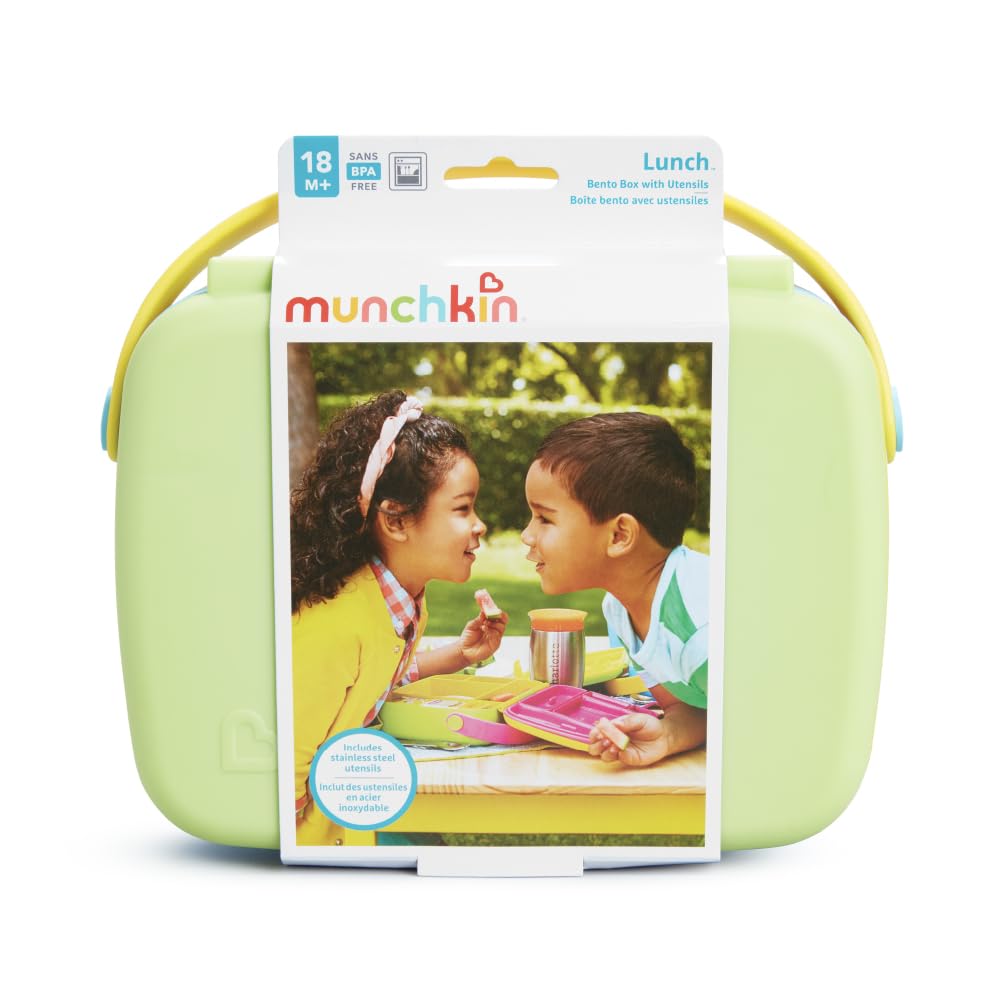 munchkin-bento-bo-te-lunch-5-compartiments-avec-couverts-inox-verte image 7