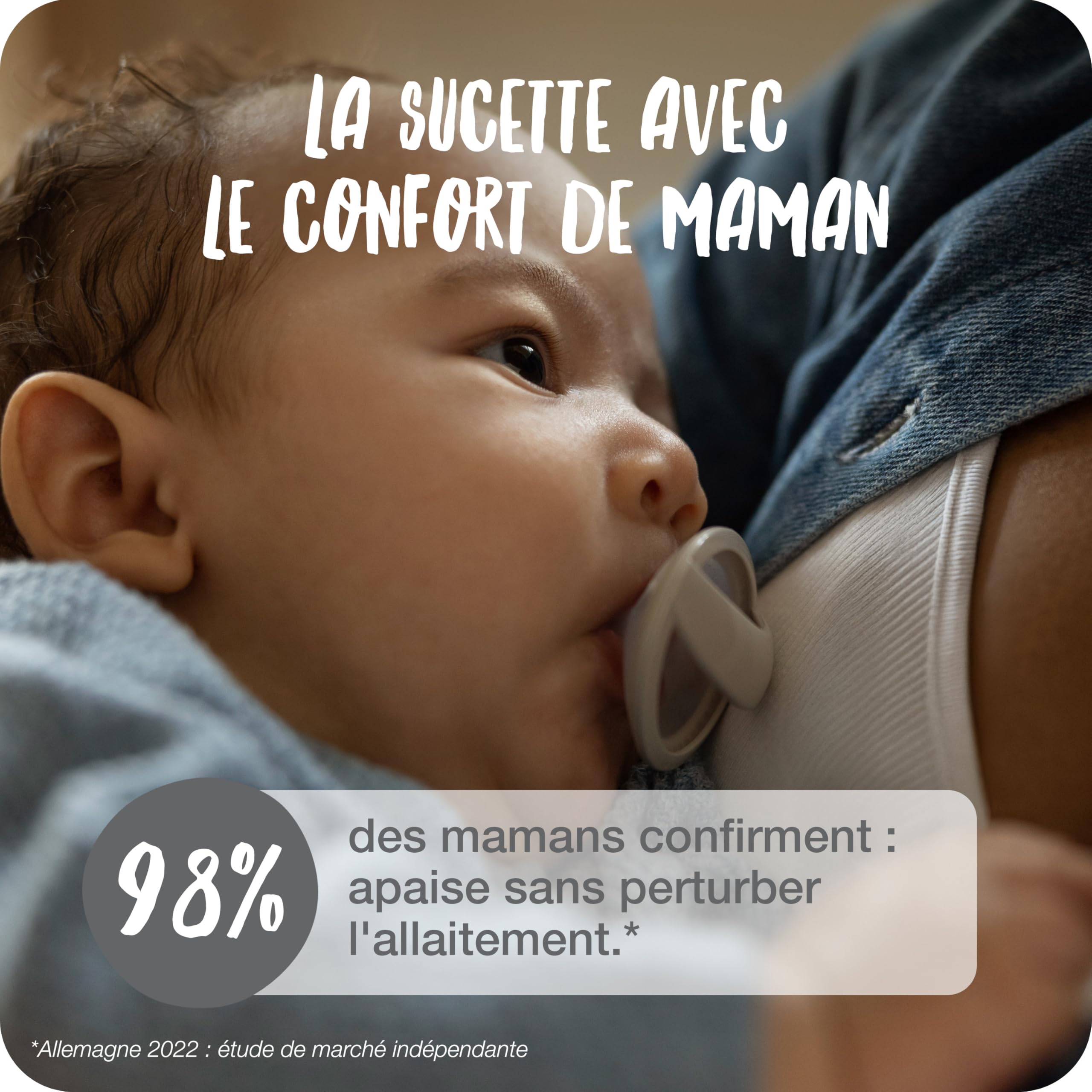nuk-mommyfeel-sucette-b-b-0-9-mois-silicone-compatible-allaitement-gris-beige-et image 2