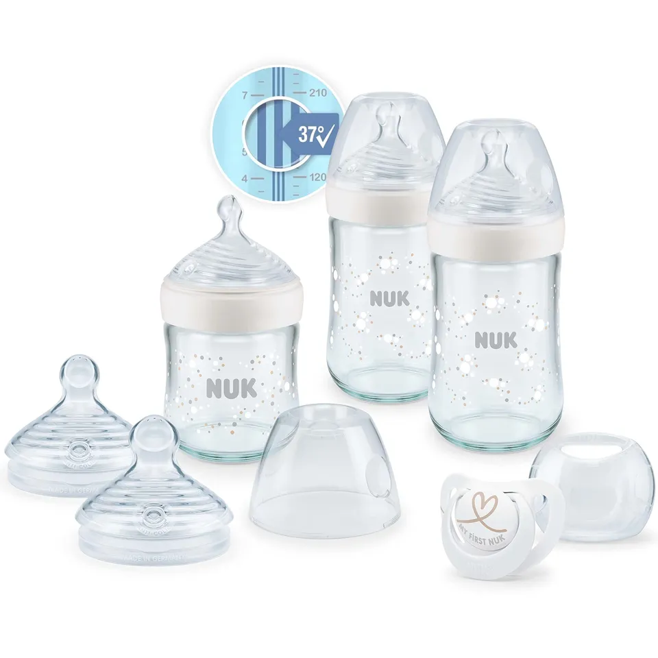 nuk-nature-sense-coffret-biberons-verre-0-6-mois-blanc-6-pi-ces image 1