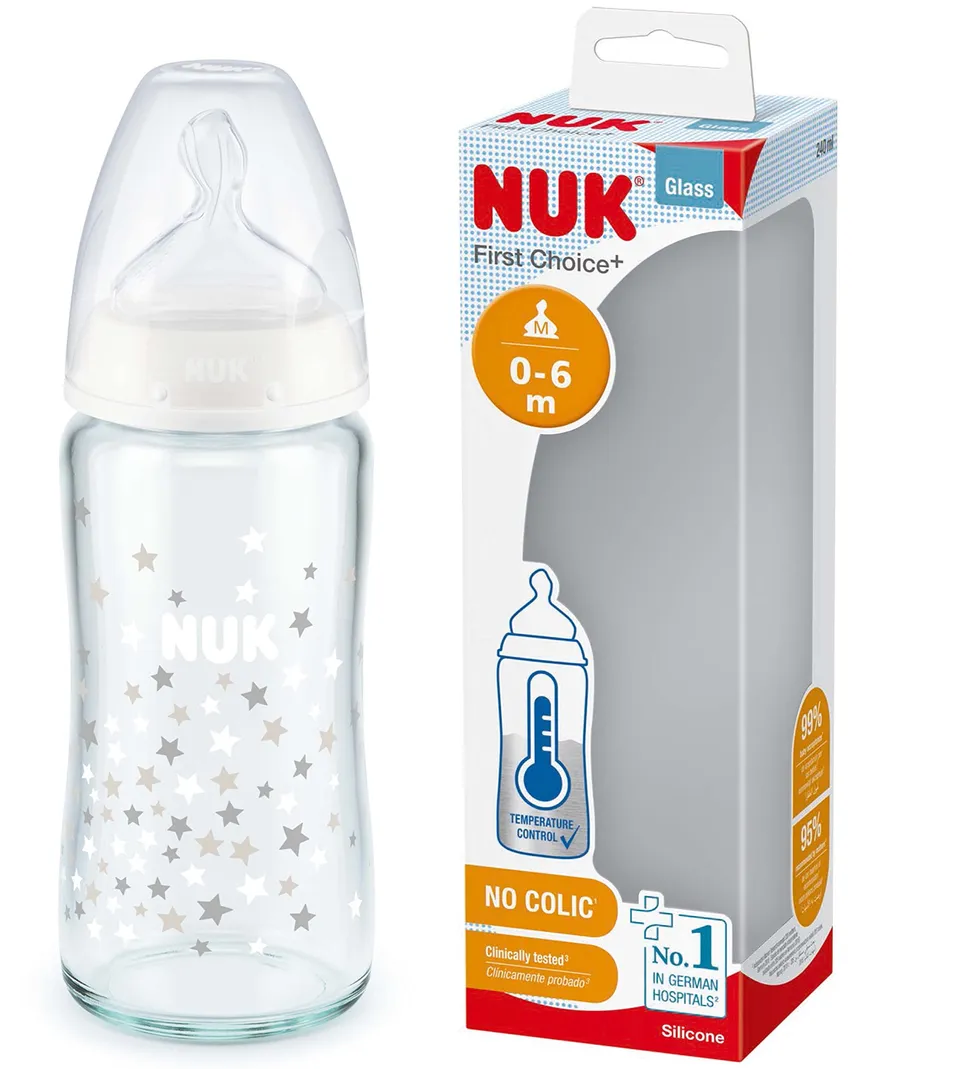 nuk-first-choice-biberon-en-verre-240-ml-0-6-mois-avec-contr-le-de-temp-rature image 1
