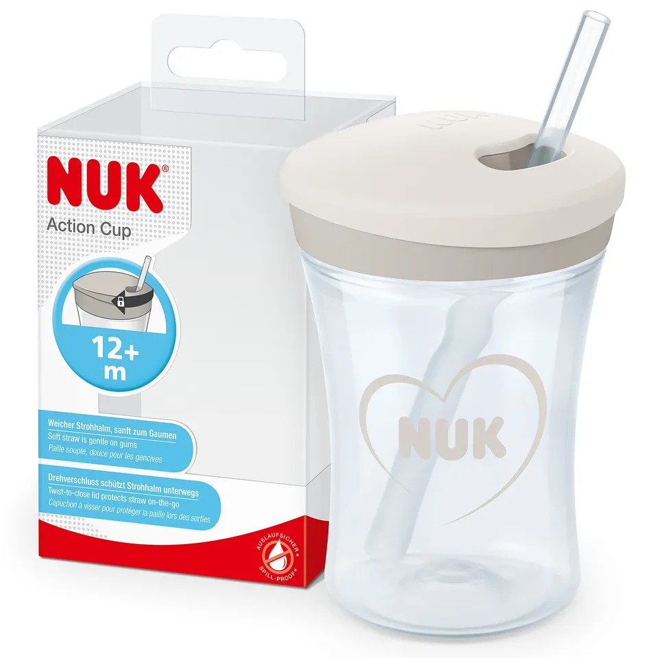 nuk-action-cup-tasse-d-apprentissage-paille-souple-230-ml-12-mois-gris image 1