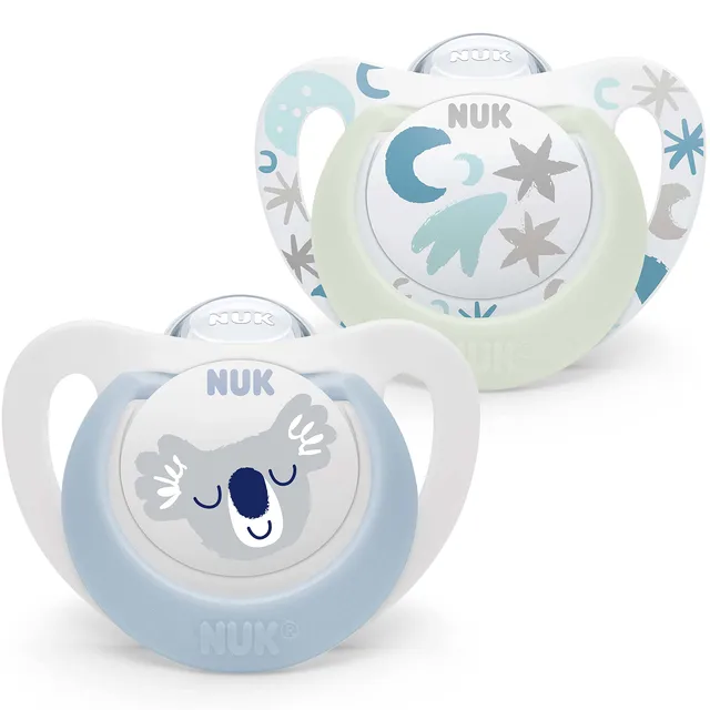 nuk-star-sucettes-jour-et-nuit-0-6-mois-silicone-sans-bpa-bleu-koala-lot-de-2 image 1