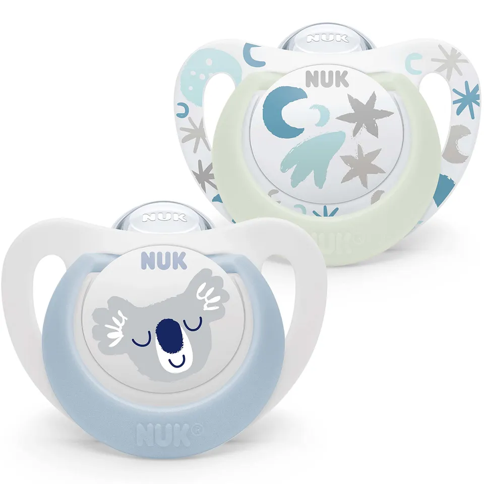 nuk-star-sucettes-jour-et-nuit-0-6-mois-silicone-sans-bpa-bleu-koala-lot-de-2 image 1