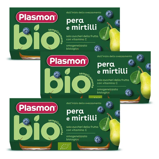 plasmon-bio-omogeneizzato-fruit-poire-et-myrtilles-6x80g-3x2x80g image 1