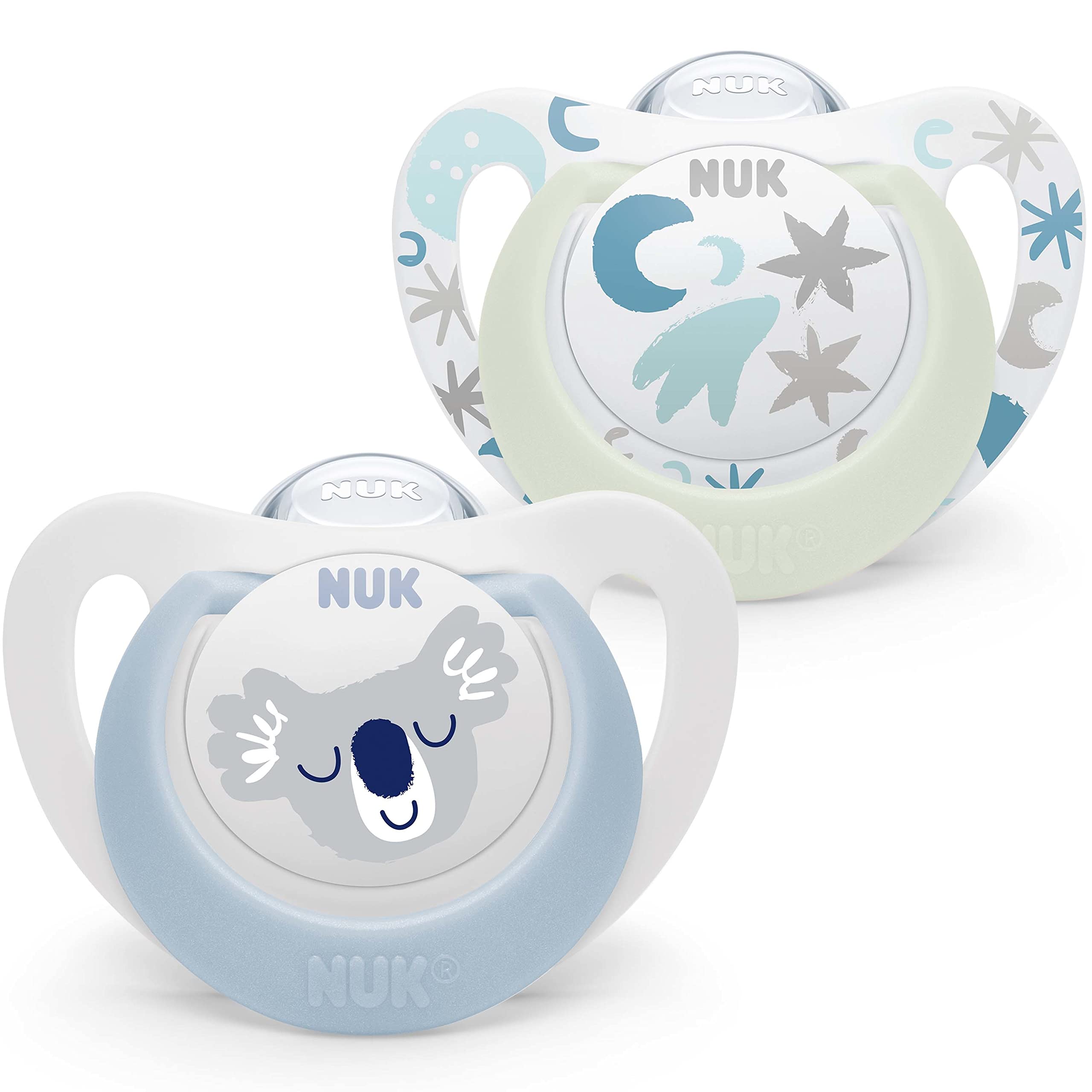 nuk-star-sucettes-jour-et-nuit-0-6-mois-silicone-sans-bpa-bleu-koala-lot-de-2 image 1