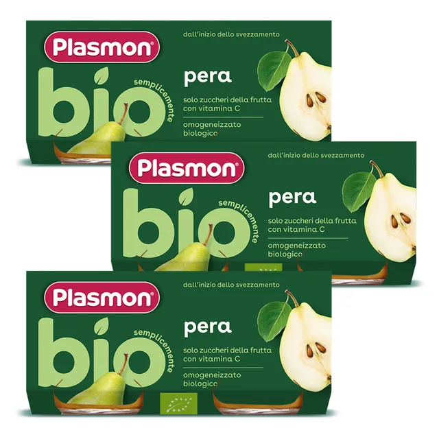 plasmon-bio-omogeneizzato-frutta-pera-compote-b-b-bio-3x2x80g image 1
