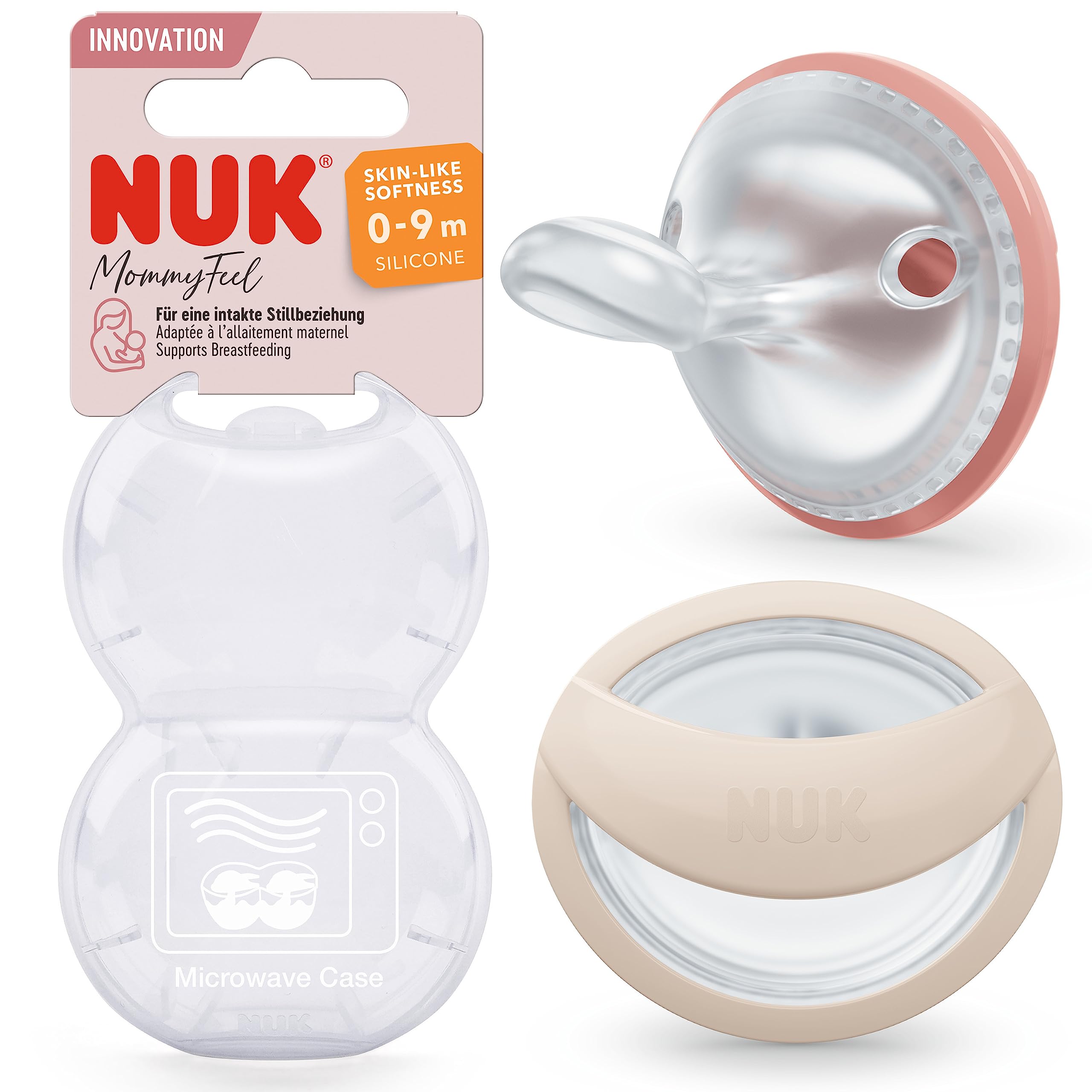nuk-mommyfeel-sucette-b-b-0-9-mois-silicone-compatible-allaitement-gris-beige-et image 8