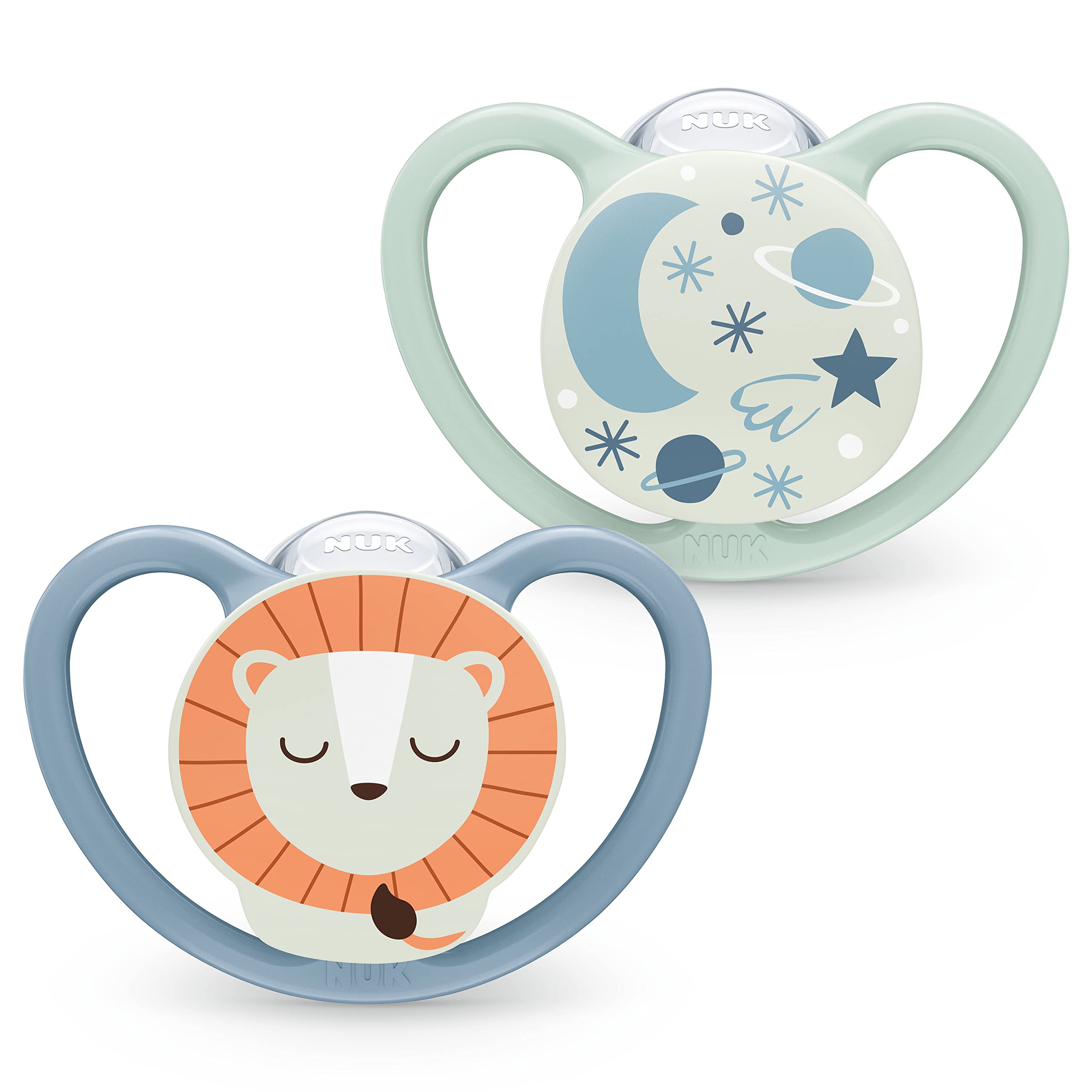 nuk-space-sucette-silicone-6-18-mois-lion-lot-de-2-sans-bpa image 6
