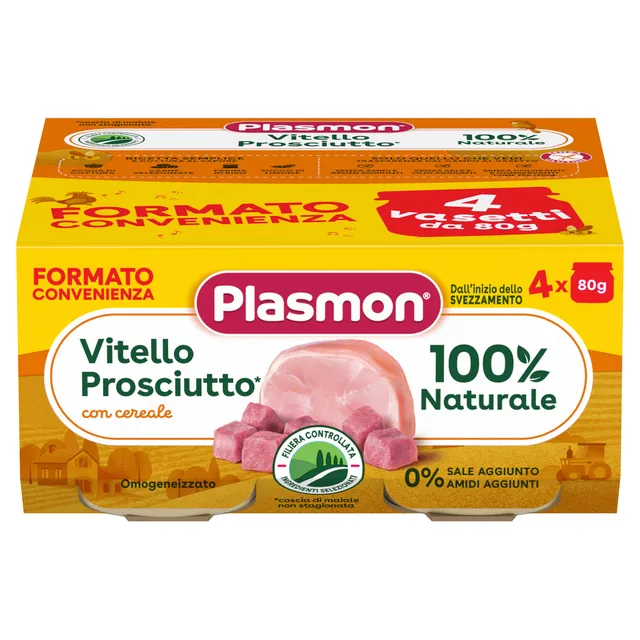 plasmon-homog-n-is-viande-veau-jambon-et-c-r-ale-petit-pot-b-b-4x80g image 1