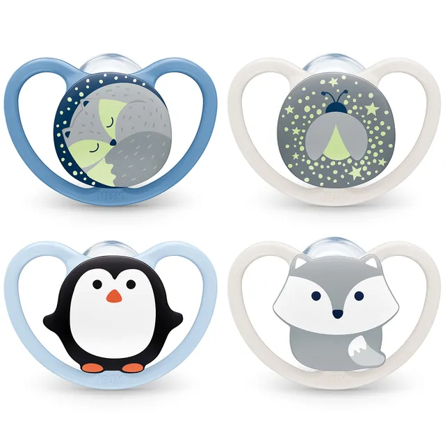 nuk-space-night-day-sucettes-silicone-0-6-mois-bleu-lot-de-4 image 1