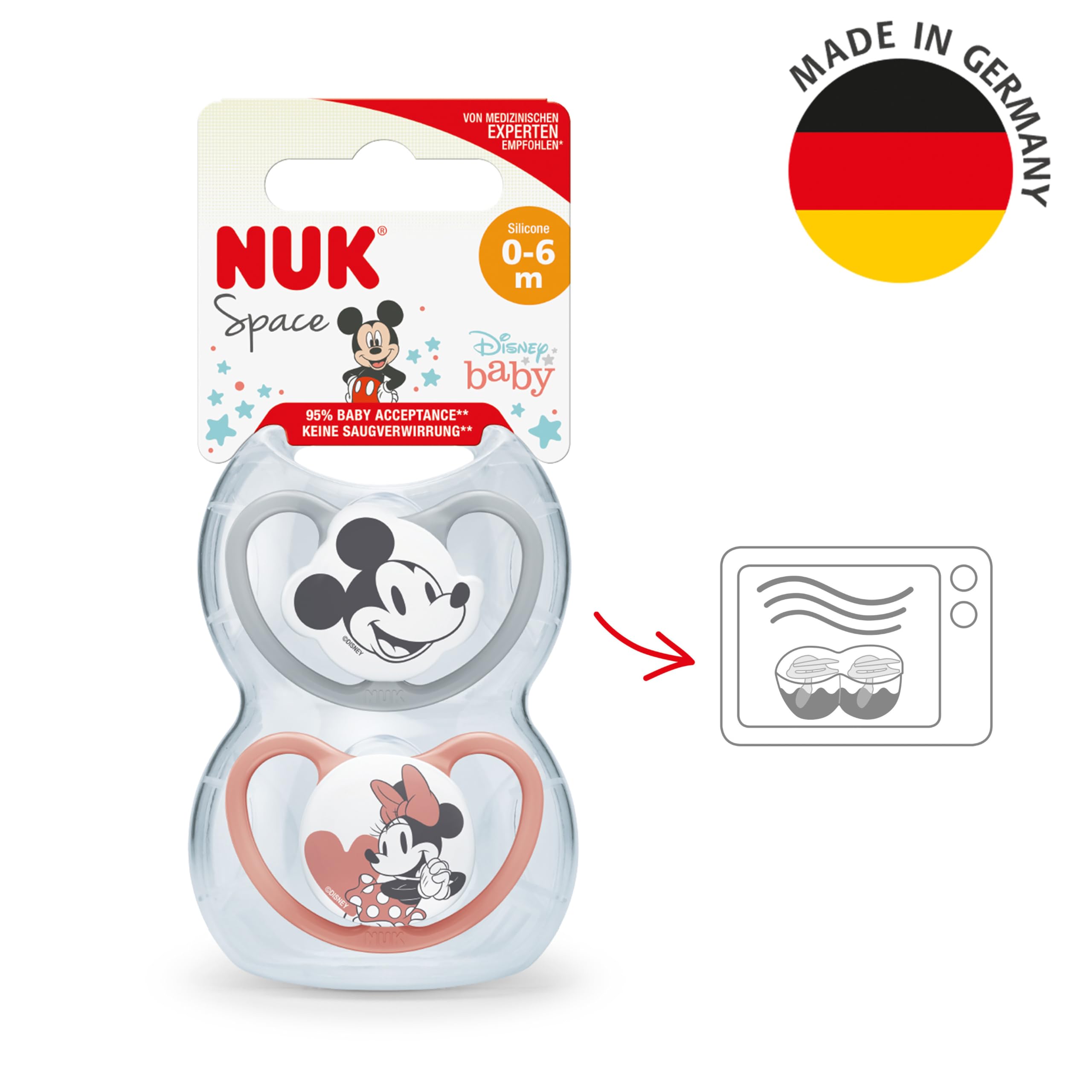 nuk-sucette-space-silicone-0-6-mois-mickey-minnie-gris-rose-lot-de-2 image 5