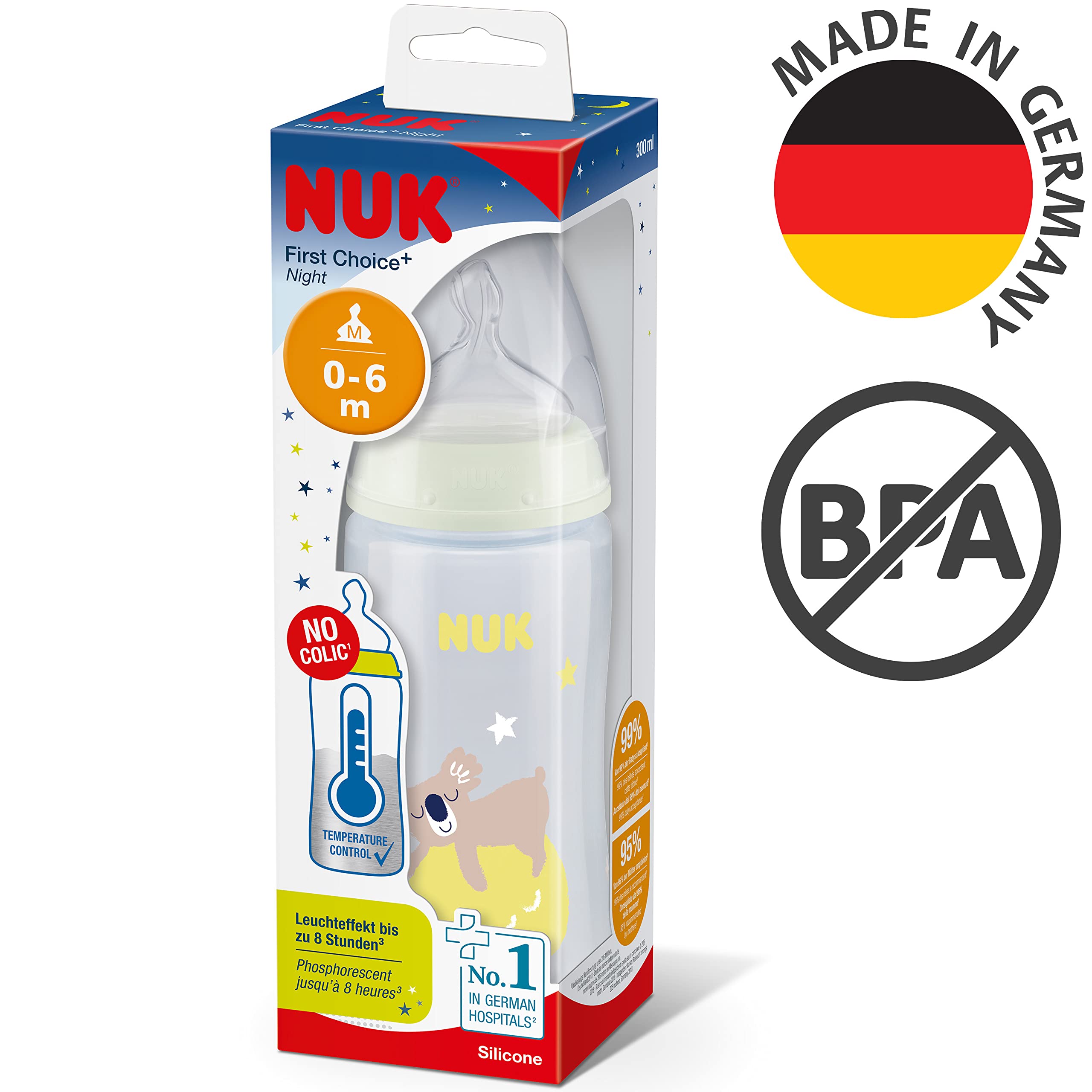 nuk-first-choice-biberon-de-nuit-0-6-mois-300-ml-phosphorescent-koala image 7