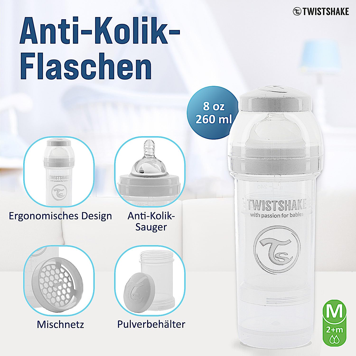 twistshake-biberon-anti-colique-260-ml-blanc-2-mois image 2